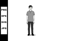 Young man standing in casual clothing simple vector illustra Product Image 1