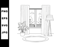 Indoor living room scene with window curtains floor lamp and Product Image 1