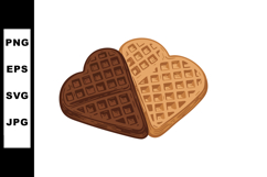 Heart shaped waffles in chocolate and vanilla flavors sweet Product Image 1