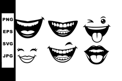 Various smiling and playful cartoon mouths with tongues and Product Image 1