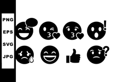 Black and white vector illustration of various emotional emo Product Image 1