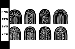 Abstract black and white hand drawn rainbows with decorative Product Image 1