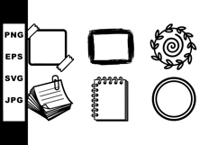 Hand-drawn office supplies collection with sticky notes note Product Image 1