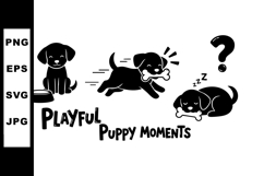 Playful puppy moments with black dog silhouette running slee Product Image 1