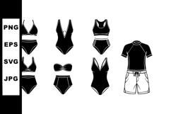 Swimwear and beachwear collection vector with various swimsu Product Image 1