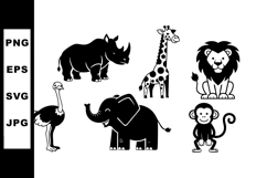 African Wildlife Vector Set Featuring Rhino Giraffe Lion Ost Product Image 1