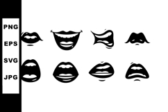 Set of black lips vector icons showing different mouth expre Product Image 1