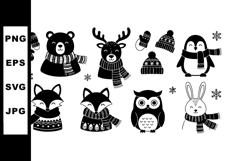 Winter animals wearing scarves and hats vector illustration Product Image 1