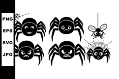 Spider and bee emoticon faces with spiderweb vector illustra Product Image 1