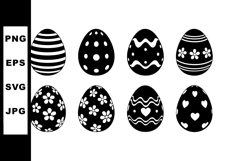 Easter eggs collection with various patterns and shapes in b Product Image 1