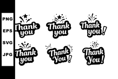 Thank you text design set with decorative sparkles for grati Product Image 1