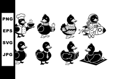 Cartoon ducks in various costumes and activities vector illu Product Image 1