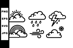 Weather icons set with sun rain lightning snow and rainbow v Product Image 1