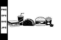 Fast Food Meal Illustration with Sandwich Taco Burger Fries Product Image 1