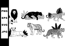 Wild Big Cats Collection Lion Panther Tiger Leopard Vector I Product Image 1