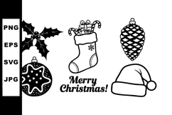 Christmas holiday festive icons holly stocking pinecone orna Product Image 1