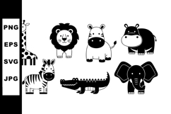 Cute black and white wild African animals vector illustratio Product Image 1