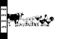 Farm animals group including cow pig sheep rooster hen and c Product Image 1