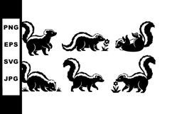 Skunk animal silhouette vector set in various playful poses Product Image 1