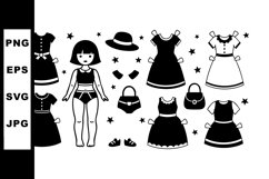 Paper Doll Dress Up Clothes Accessories Vector Illustration Product Image 1