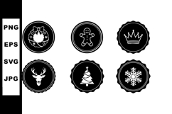 Christmas holiday icons with wreath gingerbread crown deer t Product Image 1