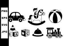 Classic black and white children toys car rocking horse trai Product Image 1