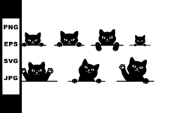 Black cats peeking over edge vector silhouette collection wi Product Image 1