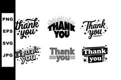 Thank you hand lettering typography set with decorative vint Product Image 1