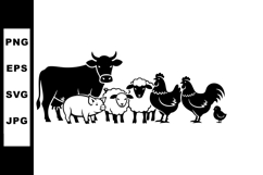 Farm Animals Silhouette Vector Including Cow Sheep Pig Chick Product Image 1