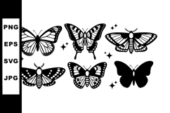 Butterfly silhouettes with decorative stars and symmetrical Product Image 1