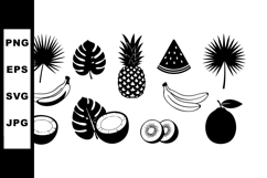 Tropical fruits and leaves vector illustration with bananas Product Image 1