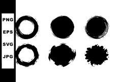 Black ink brush circle shapes vector with rough and smooth e Product Image 1