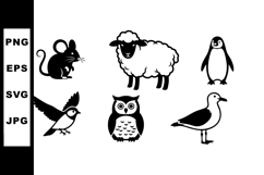 Silhouettes of Mouse Sheep Penguin Bird Owl and Seagull Anim Product Image 1