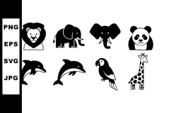 Wild animal icons with lion elephant panda dolphin parrot gi Product Image 1