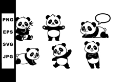 Cute black and white panda bear vector illustration with six Product Image 1