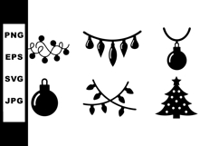 Christmas decoration vector set with baubles garlands and tr Product Image 1