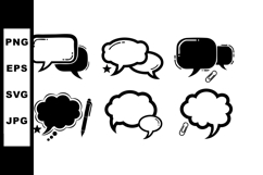 Set of black and white comic speech bubbles and thought clou Product Image 1