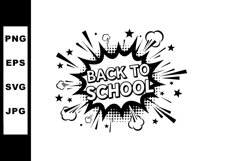 Back to School Comic Style Explosion Text Black and White Ve Product Image 1