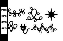 Black Christmas Light Icons Vector Set for Holiday Decoratio Product Image 1