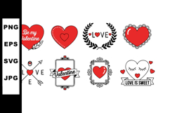 Valentine hearts love arrows romantic symbols red black vect Product Image 1