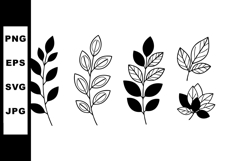 Black and white leaf branches vector illustration with simpl Product Image 1
