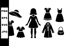 Girl silhouette with various dress styles and accessories ve Product Image 1