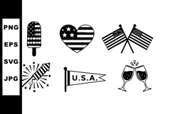 Patriotic USA Icons Collection with American Flag Heart, Pop Product Image 1