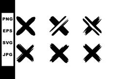 Black Brush Stroke Crosses Collection with Rough Edges Vecto Product Image 1