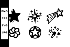 Star icons vector set with shooting stars and sparkles in bl Product Image 1