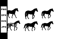Black silhouette horses in various walking and standing pose Product Image 1