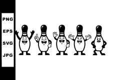 Bowling pins cartoon characters with various hand gestures a Product Image 1
