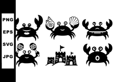 Cute cartoon crab characters with castle seaside marine them Product Image 1