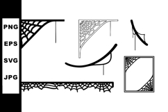 Decorative black spider web corner and border vector element Product Image 1