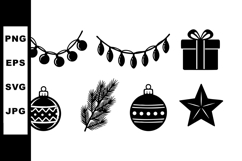 Christmas holiday decorations vector set with baubles garlan Product Image 1